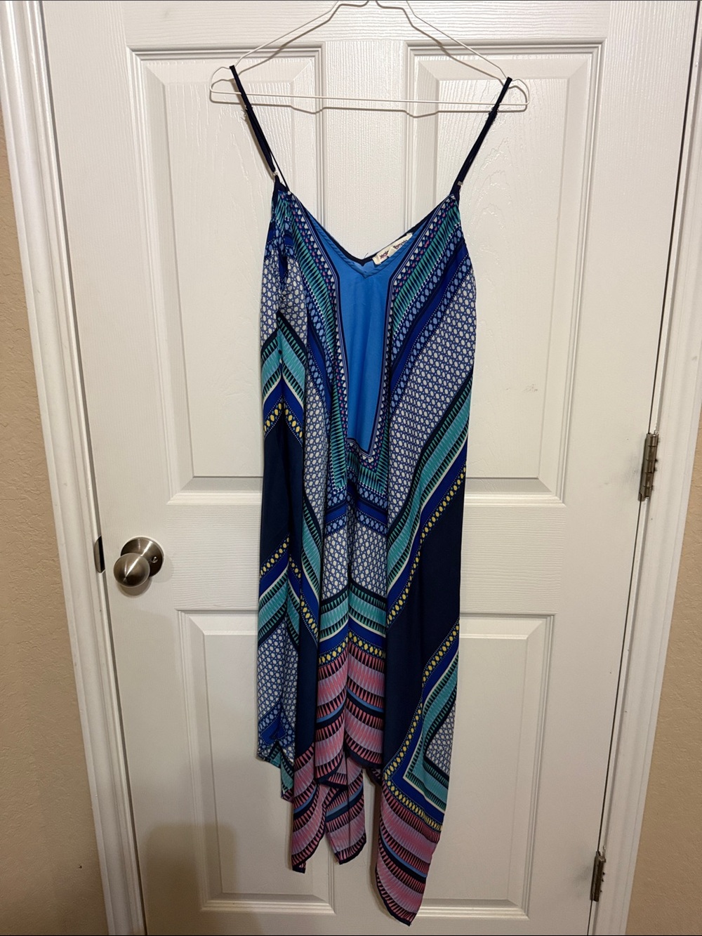 Jealous Tomato Navy and Blue Geometric Slip Dress